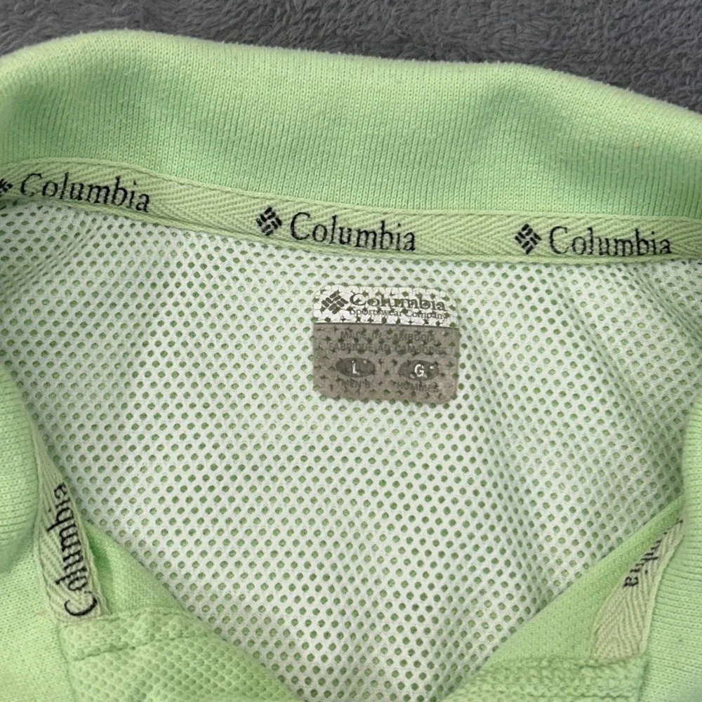 Columbia PFG Mens Polo Shirt Large‎ Lime Green Short Sleeve Fishing Ventilated L